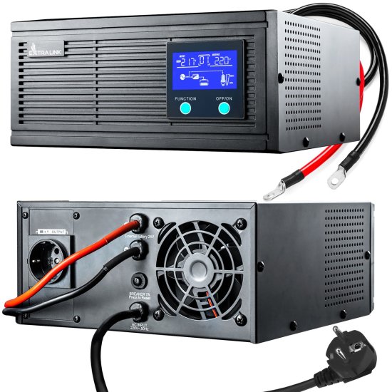 (kuva varten) Extralink Piorun 2000VA/1600W | Power inverter | pure sine wave, battery voltage 24VDC - Sulje napsauttamalla kuva