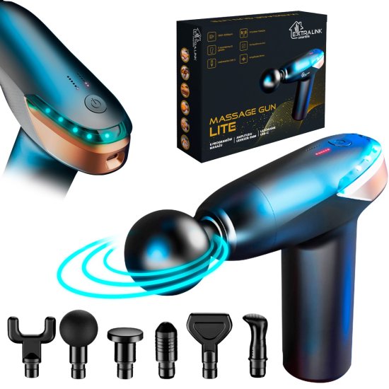 (kuva varten) Extralink Massage Gun Lite | Massage Gun | 3200 RPM, 6 interchangeable tips - Sulje napsauttamalla kuva