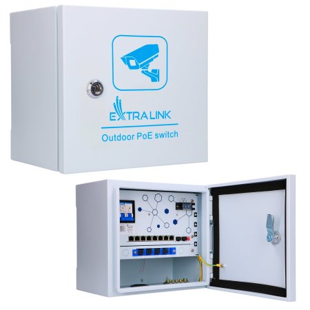 (kuva varten) Extralink Atlas | Outdoor PoE switch | 8x RJ45 1000Mbps PoE, 2x SFP, 120W, active cooling