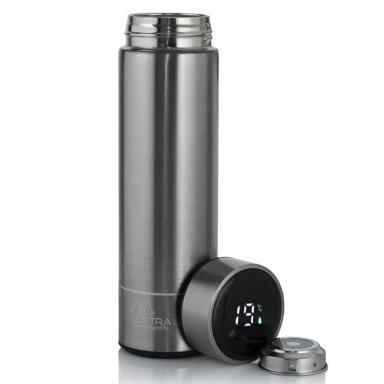 (image for) Extralink Smart Travel Mug Silver | Thermal mug | with LED display - Click Image to Close