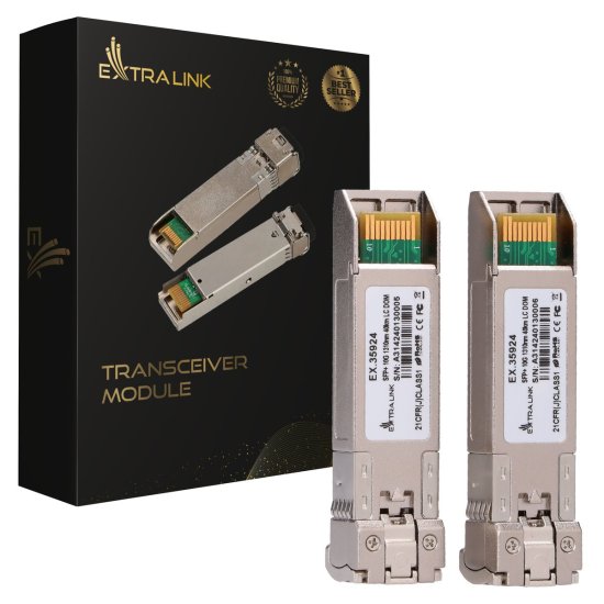 (kuva varten) Extralink SFP+ 10G 2-pack | SFP+ Module | 10Gbps, LC/UPC, 1310nm, 40km, single mode, DOM - Sulje napsauttamalla kuva