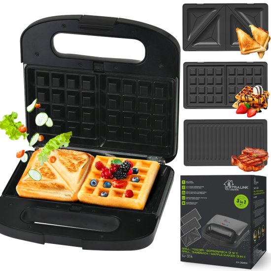 (kuva varten) EXTRALINK SMART LIFE GRILL SANDWICH & WAFFLE MAKER SJ-37A - Sulje napsauttamalla kuva