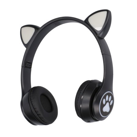 (kuva varten) Extralink Kids Cat-Ear Wireless Headphones Black | Wireless Headphones | Bluetooth 5.0, RGB Lighting