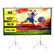 EXTRALINK PROJECTION SCREEN 120" 16:9, 266x149CM WHITE PVC, SEMI-AUTO ROLLER, WITH STAND, PSR-120