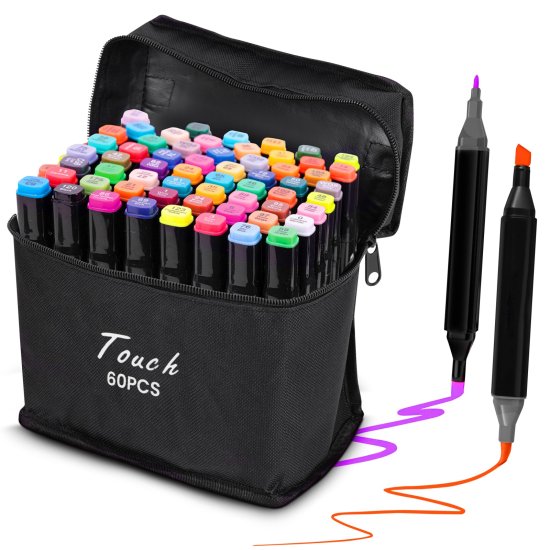  Extralink | Alcohol marker set | 60 colors, dual tips