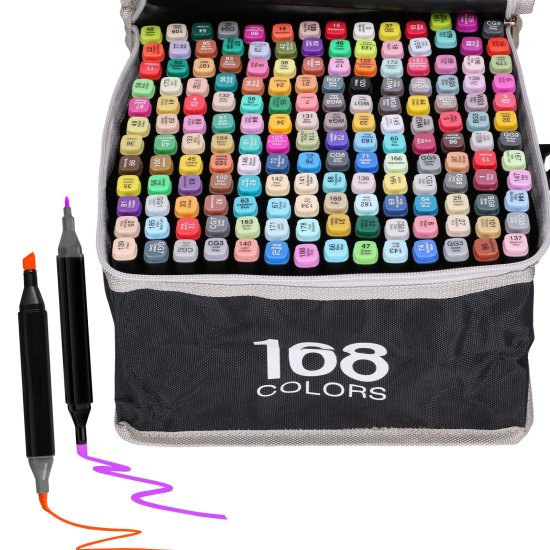  Extralink | Alcohol marker set | 168 colors, dual tips