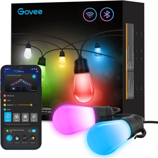 (kuva varten) GOVEE H7020 RGBW 48FT OUTDOOR STRING LIGHTS - Sulje napsauttamalla kuva