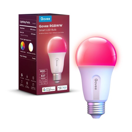 (kuva varten) GOVEE H6004 WIFI & BLUETOOTH SMART LIGHT BULB 800LM - Sulje napsauttamalla kuva