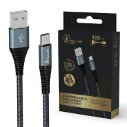 (kuva varten) EXTRALINK SMART LIFE CABLE 15W, USB-A TO USB-C, 120CM, NYLON BRAIDED, 5V 2.4A/3A, BLACK