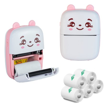 (kuva varten) EXTRALINK EPP-001 PORTABLE MINI PRINTER PINK + PAPIER TERMICZNY SAMOPRZYLEPNY 5 SZT