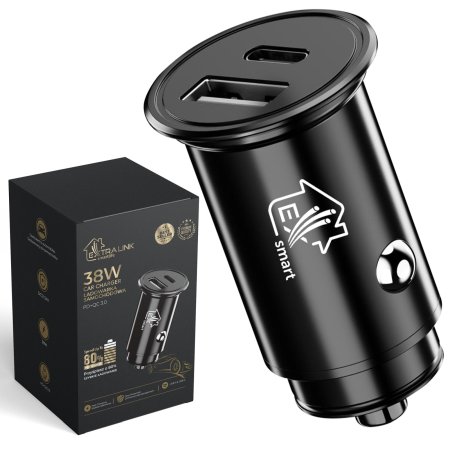 (kuva varten) Extralink Smart Life Car charger | 38W, 1x USB-C, 1x USB-A | Black