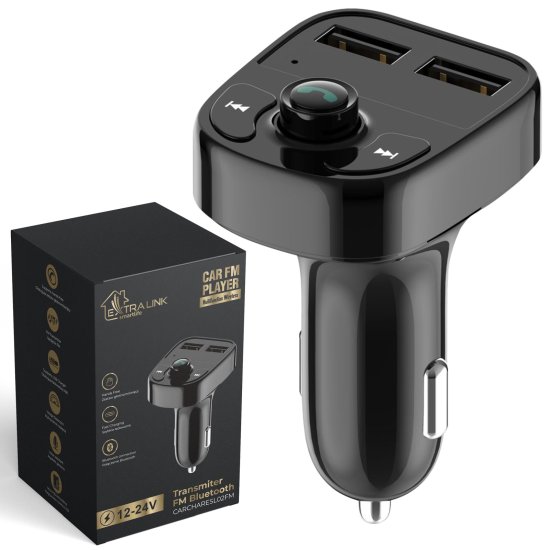 (kuva varten) Extralink Smart Life FM transmitter for a car with charging function | 2x USB-A | Black - Sulje napsauttamalla kuva