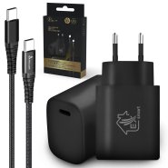 (kuva varten) Extralink Smart Life | USB Type-C to Type-C cable set 200cm Black + 18W PD3.0 charger | Black