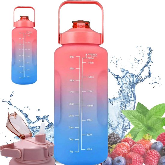 (kuva varten) Extralink | Motivational Bottle | Water Bottle, 2000ml, Red-Blue, BUT-994 - Sulje napsauttamalla kuva