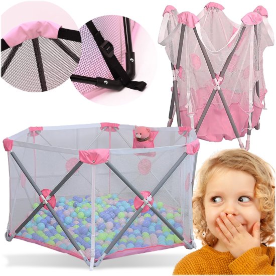 (kuva varten) EXTRALINK KIDS KOJEC DZIECIÄ˜CY SKÅADANY PLAC ZABAW SUCHY BASEN DLA DZIECI 140x68cm K-461