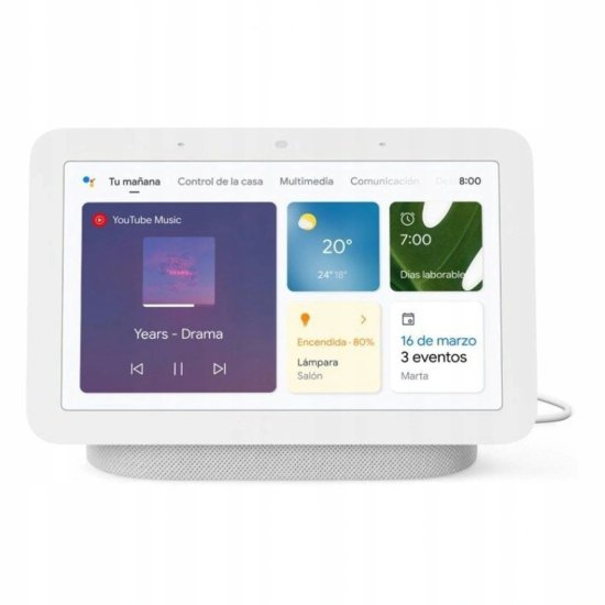 (kuva varten) Google Nest Hub 2 Chalk | Smart Speaker | WiFi, Bluetooth