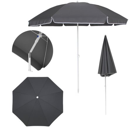 (kuva varten) Foldable Beach Umbrella Black Forest, 1.8m Grey