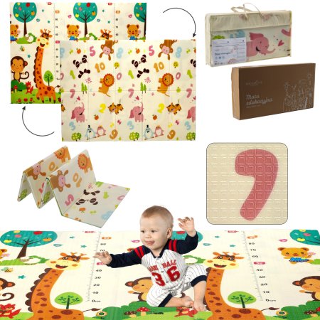 (kuva varten) Extralink Double-Sided Educational Play Mat, 150x200 cm, Foldable Animals-Numbers + Bag