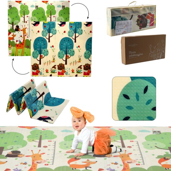 (kuva varten) Extralink Reversible Educational Play Mat, 180x200x1 cm Foldable Animals-Trees + Bag