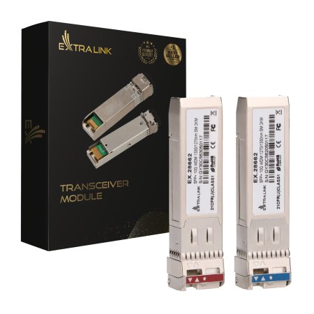(kuva varten) Extralink SFP+ 10G | SFP+ WDM Module | 10Gbps 1270/1330nm, single mode, 2km, para