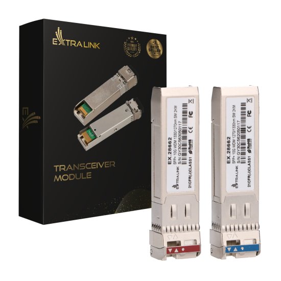 (kuva varten) Extralink SFP+ 10G | SFP+ WDM Module | 10Gbps 1270/1330nm, single mode, 2km, para