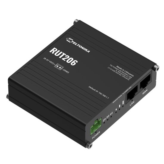 (kuva varten) Teltonika RUT206 | Industrial LTE Router | 4G/LTE Cat.4, 2x LAN 100Mb/s WiFi 2.4GHz, RMS