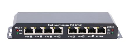 (kuva varten) Extralink 8-7 PoE | PoE Switch | 7x 100Mb/s PoE, 1x Uplink RJ45, Power Supply 24V 2.5A