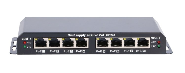 (image for) Extralink 8-7 PoE | PoE Switch | 7x 100Mb/s PoE, 1x Uplink RJ45, Power Supply 24V 2.5A