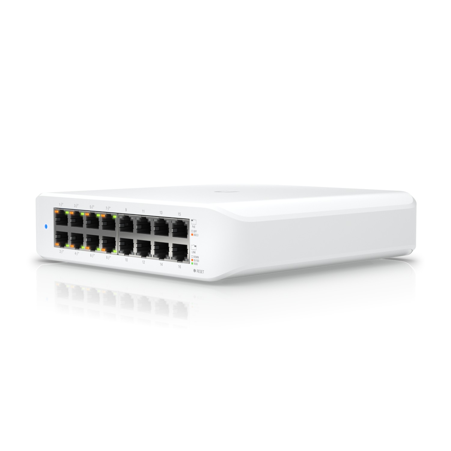 (kuva varten) Ubiquiti USW-LITE-16-POE kytkin, UniFi Gen2, 16x RJ45 1000Mb/s, 8x PoE+, 45W