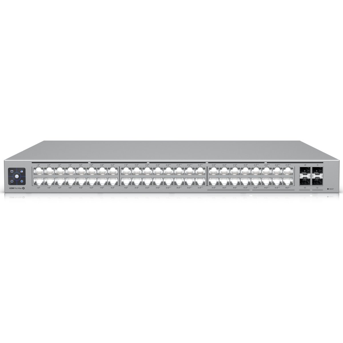 (kuva varten) Ubiquiti USW-Pro-Max-48-PoE kytkin, Etherlighting, 16x RJ45 2,5 Gbps, 32x RJ45 1000 Mbps, 4x SFP+, L3, 720 W PoE