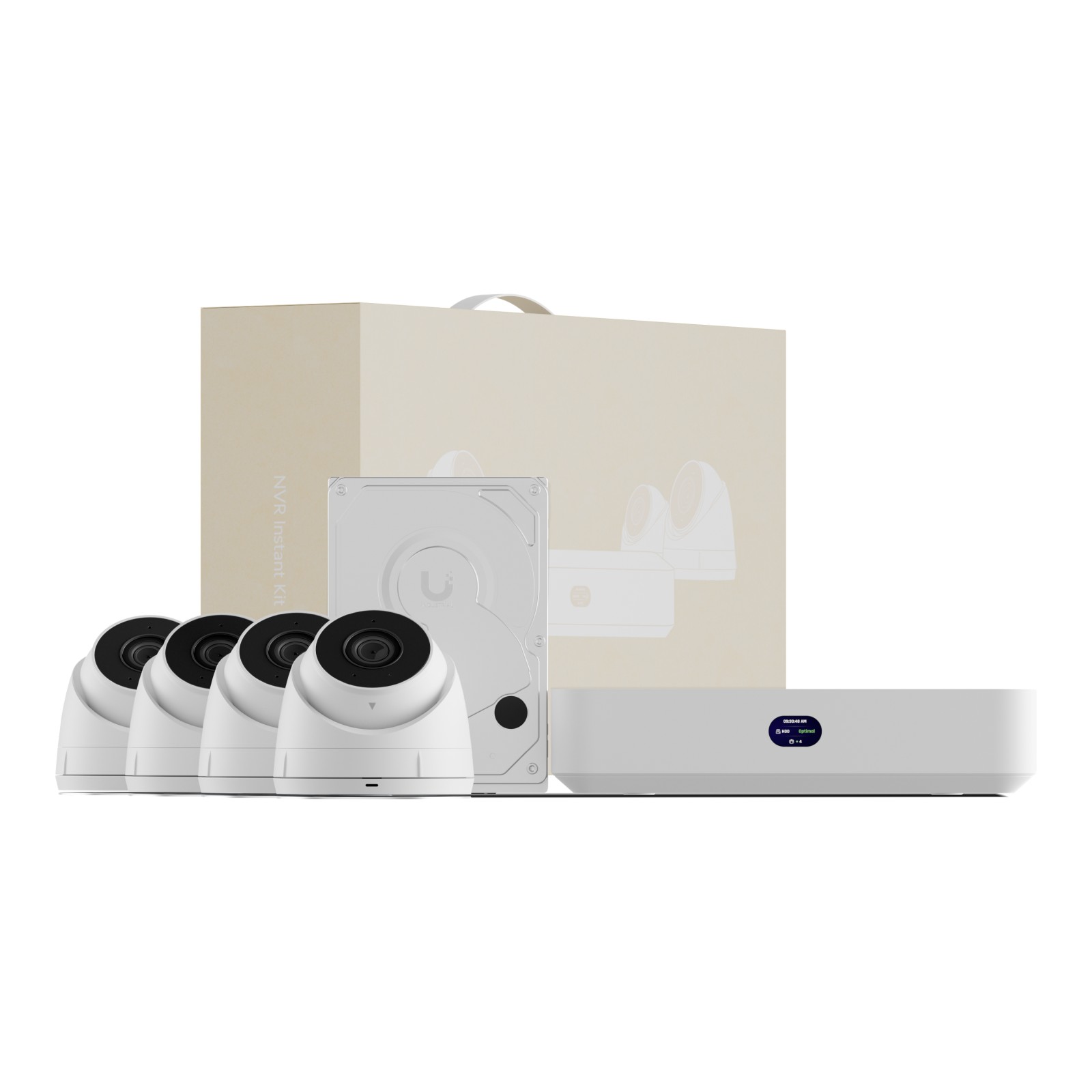 (kuva varten) Ubiquiti UNVR-Instant-Kit, NVR-tallennin + 4x G5 Turret Ultra -kamera, 1 TB kiintolevy