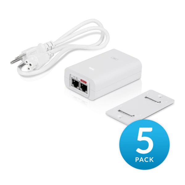 Ubiquiti POE-24-24W-5P, PoE-virtalähde, 24 V, 1 A, 24 W, 5 kpl pakkaus (kuva varten) Ubiquiti POE-24-24W-5P, PoE-virtalähde, 24 V, 1 A, 24 W, 5 kpl pakkaus