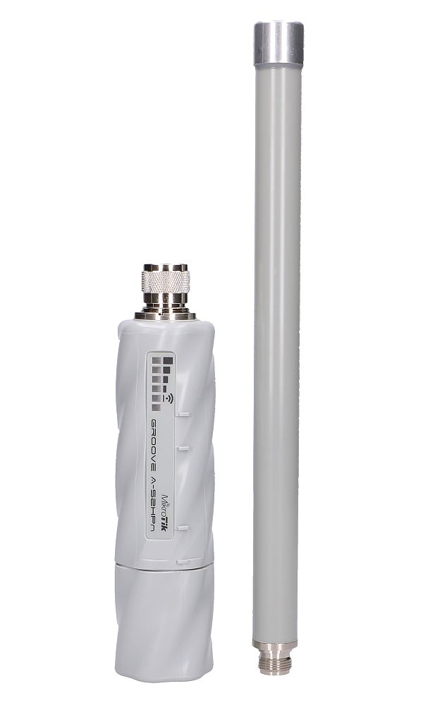 MikroTik GrooveA 52 -asiakaslaite, RBGrooveA52HPn, 2,4 GHz, 5 GHz, 1x RJ45 100 Mb/s, 6 dBi all-suuntainen antenni (kuva varten) MikroTik GrooveA 52 -asiakaslaite, RBGrooveA52HPn, 2,4 GHz, 5 GHz, 1x RJ45 100 Mb/s, 6 dBi all-suuntainen antenni
