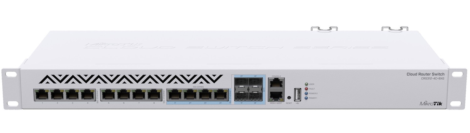 (image for) MikroTik CRS312-4C+8XG-RM Switch, 12x RJ45 10 Gigabit, 4x SFP+