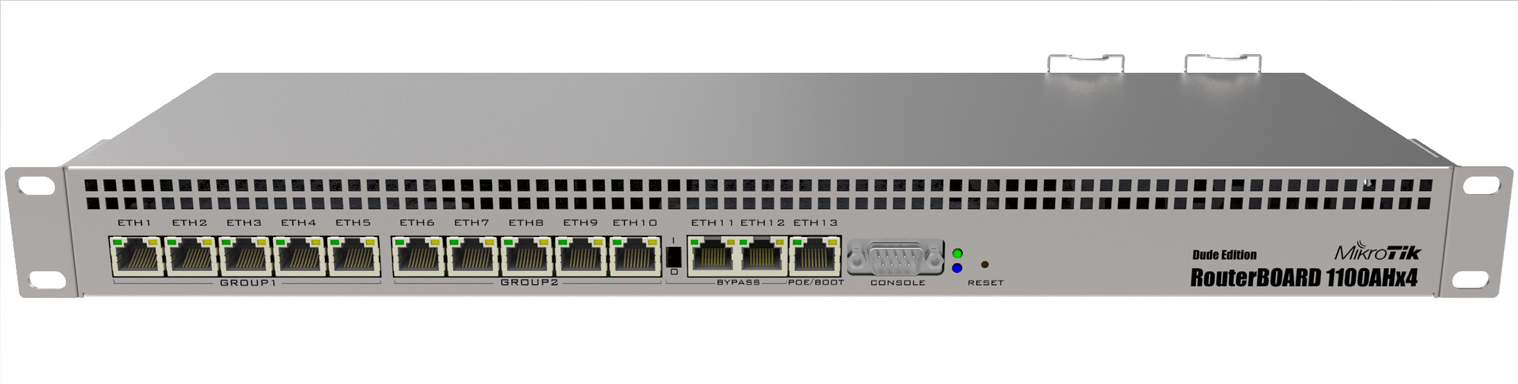 (kuva varten) MikroTik Router RB1100AHx4 Dude Edition, 13x RJ45 1000Mb/s, 1x microSD, 2x SATA, 2x M.2, 60 Gt levy mukana