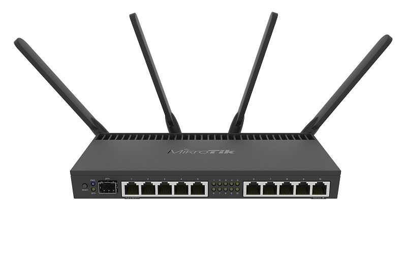 Mikrotik RB4011iGS+5HacQ2HnD-IN WiFi-reititin, kaksitaajuus 1733 Mb/s, 10x RJ45 1000 Mb/s, 1x SFP+ (kuva varten) Mikrotik RB4011iGS+5HacQ2HnD-IN WiFi-reititin, kaksitaajuus 1733 Mb/s, 10x RJ45 1000 Mb/s, 1x SFP+