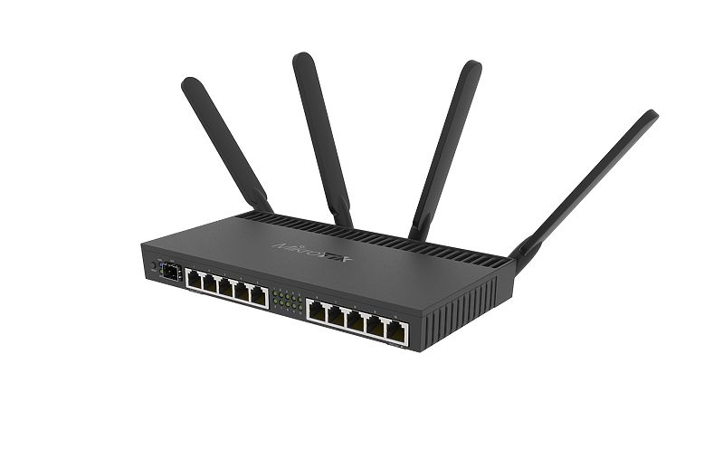 Mikrotik RB4011iGS+5HacQ2HnD-IN WiFi-reititin, kaksitaajuus 1733 Mb/s, 10x RJ45 1000 Mb/s, 1x SFP+ 2