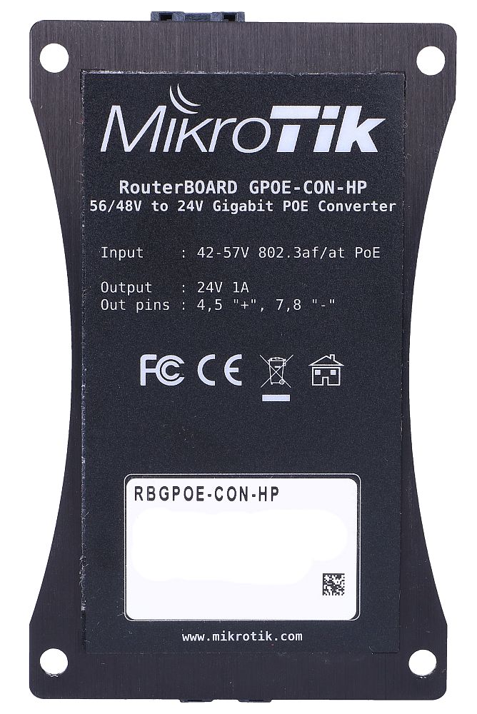 MikroTik RBGPOE-CON-HP jännitemuunnin, PoE, 48V - 24V 4