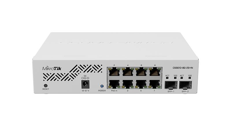MikroTik CSS610-8G-2S+IN -kytkin, 8x 1000Mb/s, 2x SFP+, VLAN