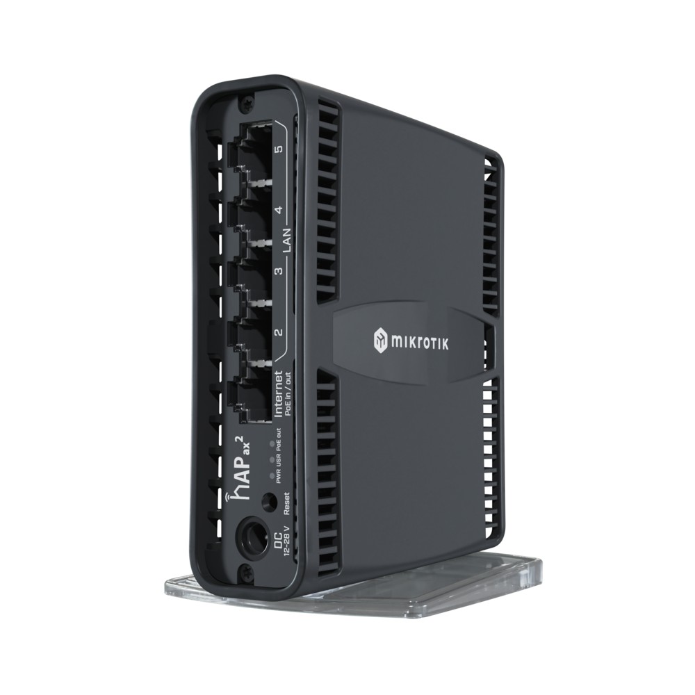 MikroTik hAP ax2 WiFi -reititin, C52iG-5HaxD2HaxD-TC, kaksoiskaista, 5x RJ45 1000Mb/s, 1x PoE (kuva varten) MikroTik hAP ax2 WiFi -reititin, C52iG-5HaxD2HaxD-TC, kaksoiskaista, 5x RJ45 1000Mb/s, 1x PoE