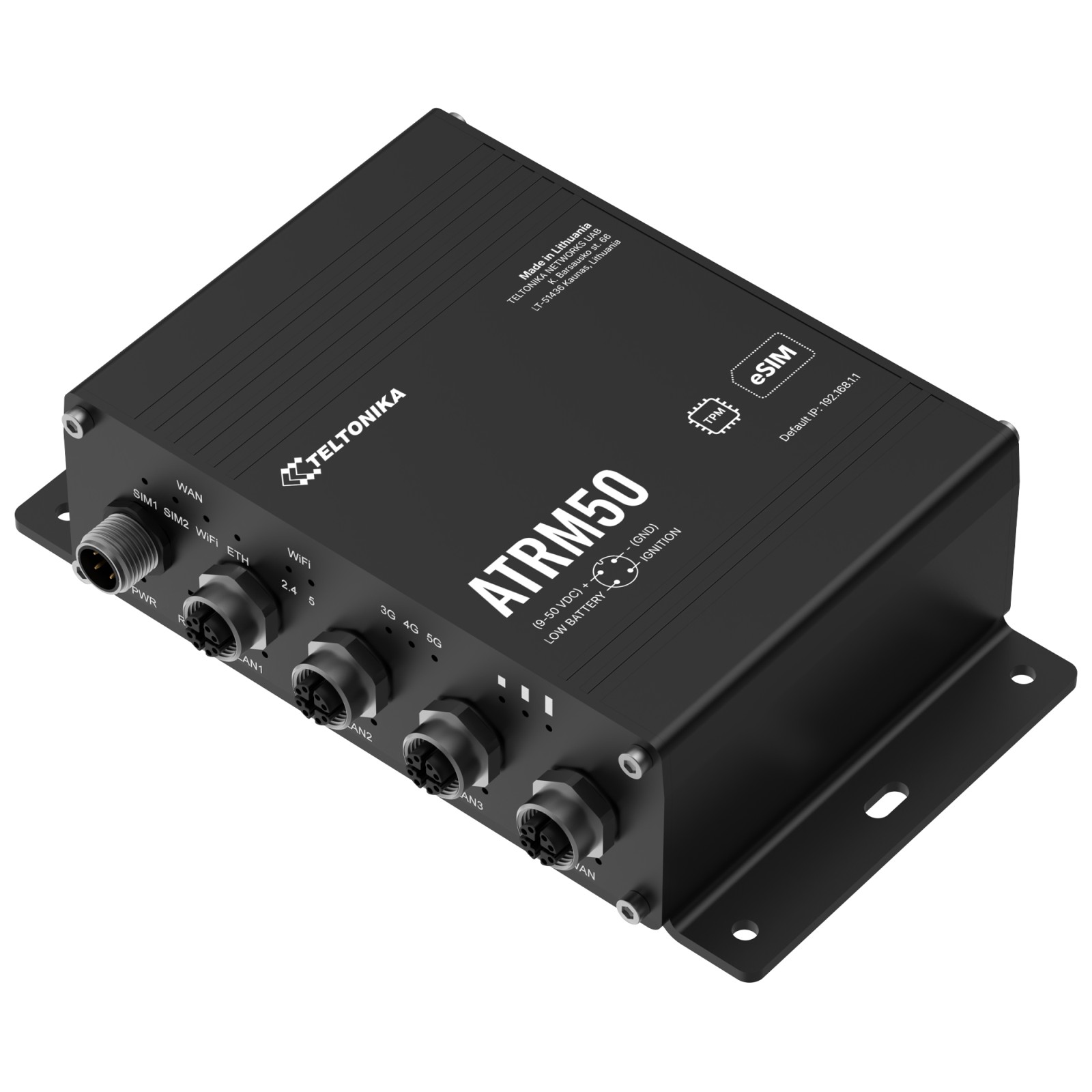 (kuva varten) Teltonika ATRM50 | 5G-reititin | 4x M12 GbE, WiFi 5, kaksois-SIM, eSIM, GPS