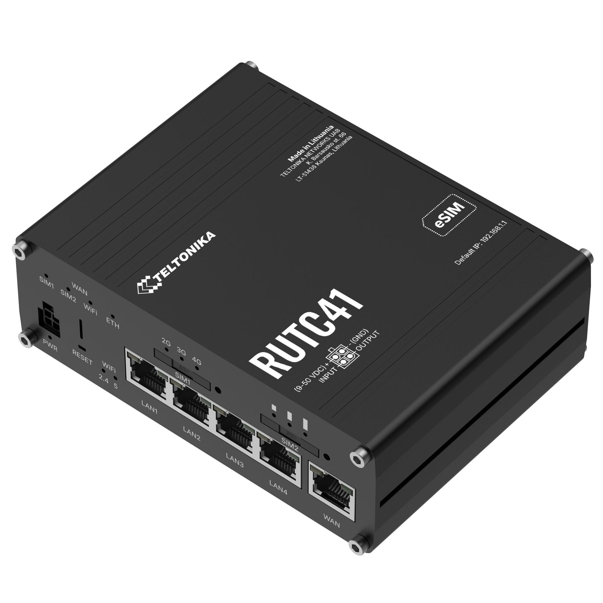 Teltonika RUTC41 | Edge-reititin | 4x RJ45 100 Mb/s, LTE Cat 4, Wi‑Fi 4, RutOS 3