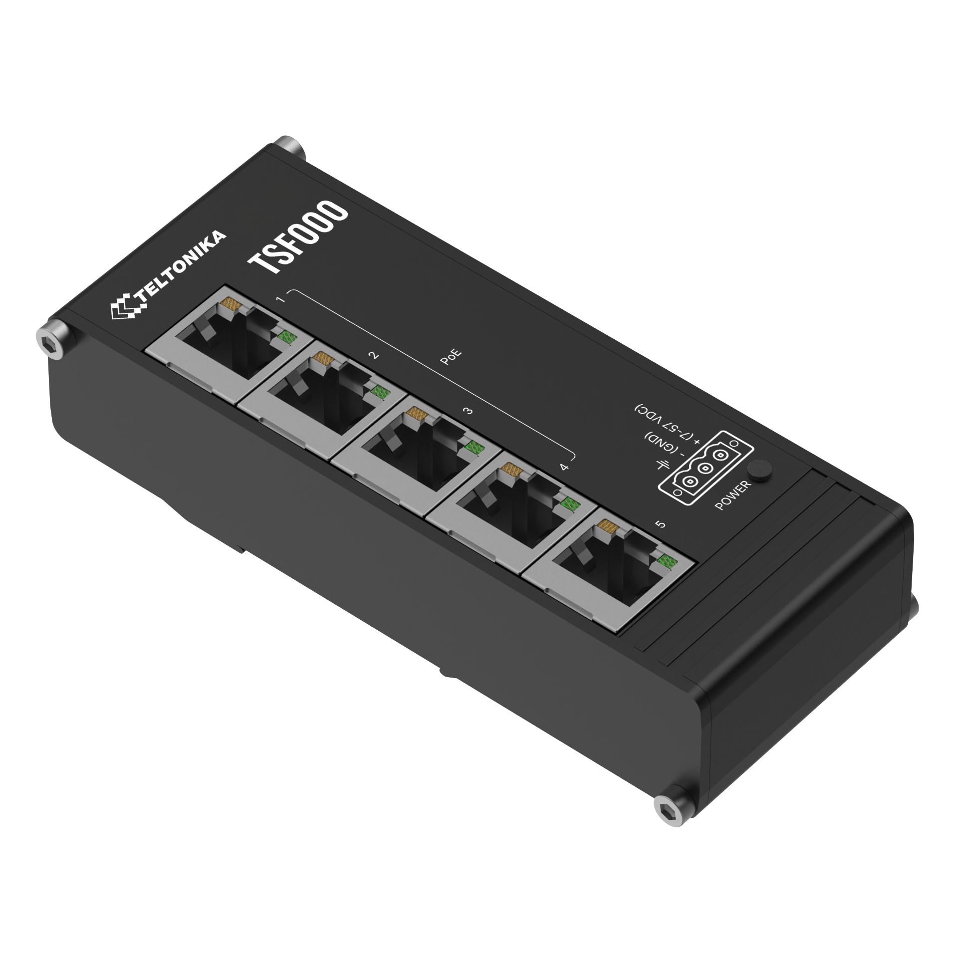 Teltonika TSF000 Low Profile PoE+ -kytkin | 5x ETH, 60 W budjetti, matalaprofiilinen muotoilu, DIN-kiinnitys, hallitsematon kytkin 4