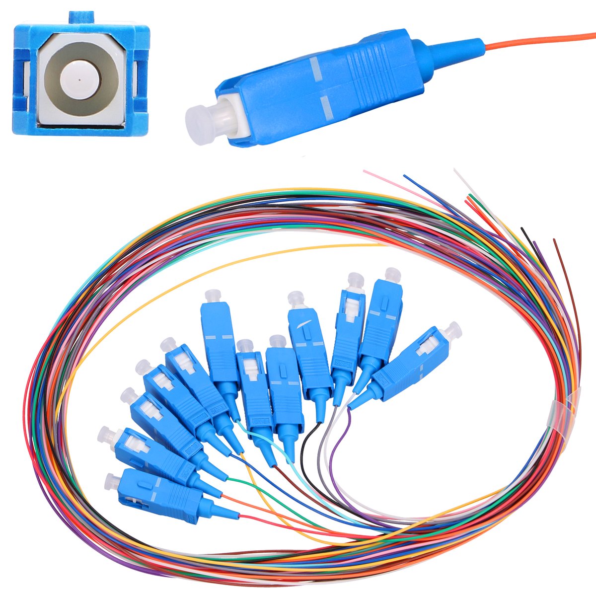 (kuva varten) Extralink SC/UPC Pigtail Set, Singlemode, 900um, G.657A1, 1m, 12 pieces, 12 colors