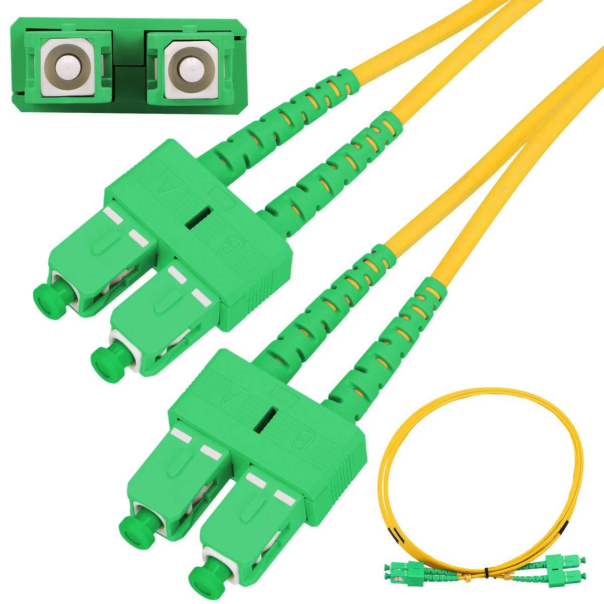 Extralink Patch Cord SC/APC to SC/APC, PVC, Single-mode, Duplex, G.657A, 3mm, 3m (image for) Extralink Patch Cord SC/APC to SC/APC, PVC, Single-mode, Duplex, G.657A, 3mm, 3m