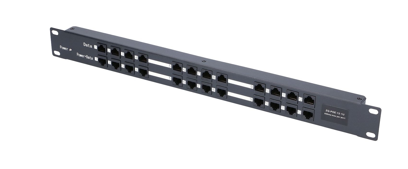 Extralink 12-porttinen PoE-injektori, 12x 100 Mb/s RJ45, telineasennettava kotelo 4