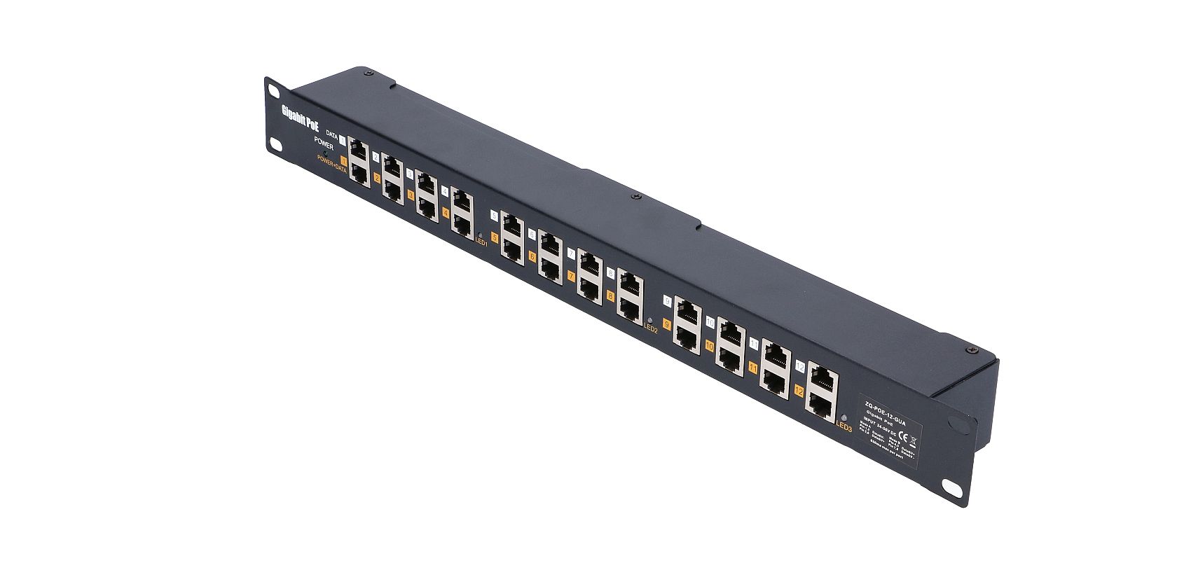 Extralink PoE-injektori 12-porttinen, 12x 1000Mb/s RJ45, telineasennuskotelo 4