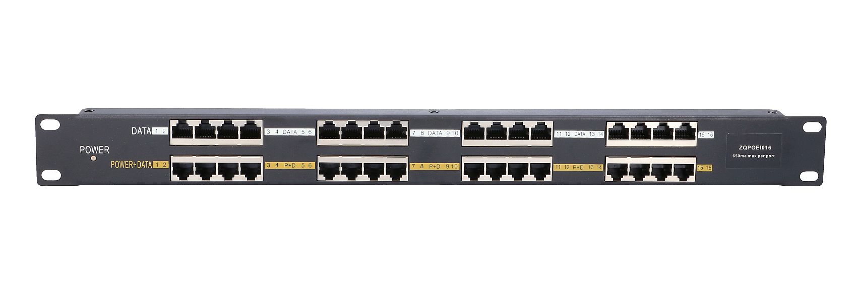 Extralink 16-porttinen PoE-injektori, 16x 100 Mb/s RJ45, telineasennettava kotelo 2