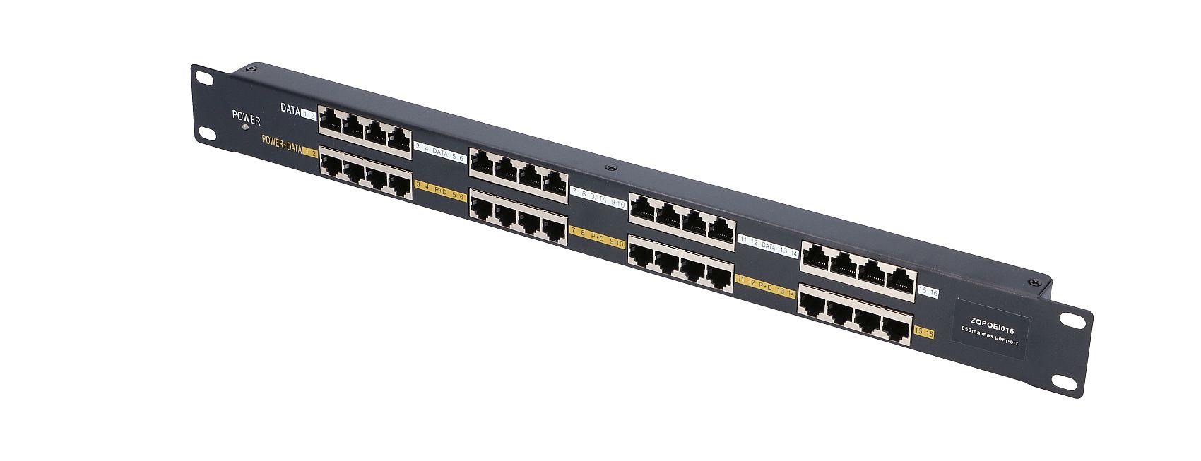 Extralink 16-porttinen PoE-injektori, 16x 100 Mb/s RJ45, telineasennettava kotelo 4