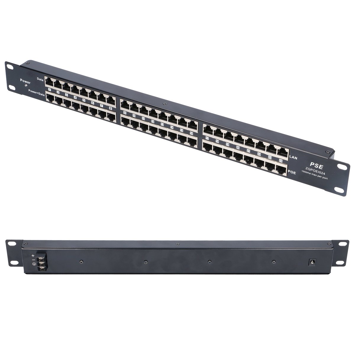 Extralink 24-porttinen PoE-injektori, 24x 100Mb/s RJ45, telineasennus (kuva varten) Extralink 24-porttinen PoE-injektori, 24x 100Mb/s RJ45, telineasennus